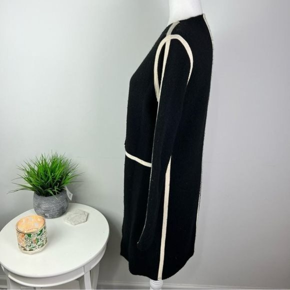 Alice + Olivia Coat womens size XS Black White Contrast Wool Open Front - Picture 6 of 9